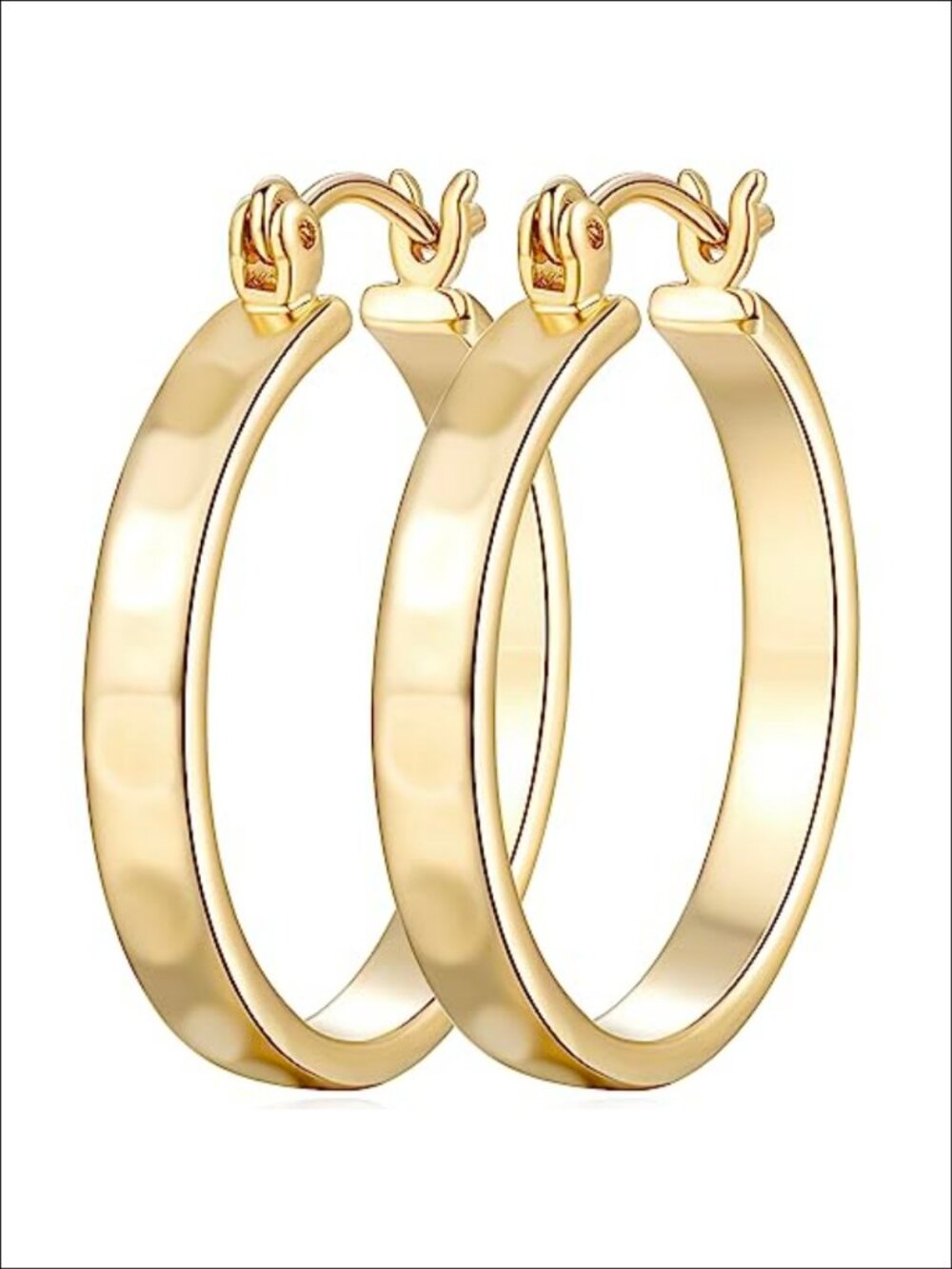 14K Gold Plated Chunky Hoop Earrings Mesh Engraved Clip On